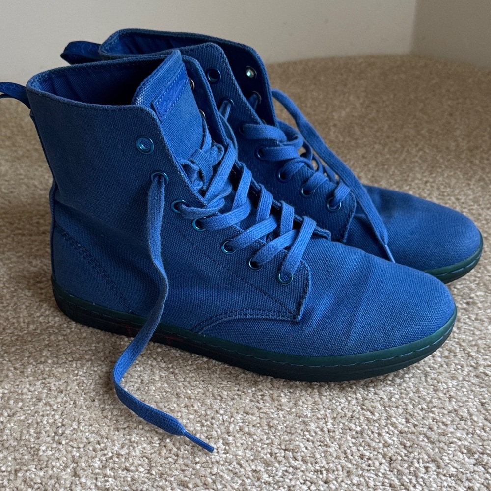 New Dr Martens Hackney Blue Canvas High-Top Sneakers 8
